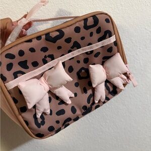 Cat and Jack Leopard Print Cosmetic Bag with Pink Bows